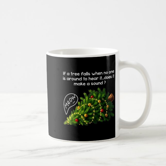 Caneca De Café Funny Felines Pushing Christmas Tree Ugly Xmas Paj (Direita)