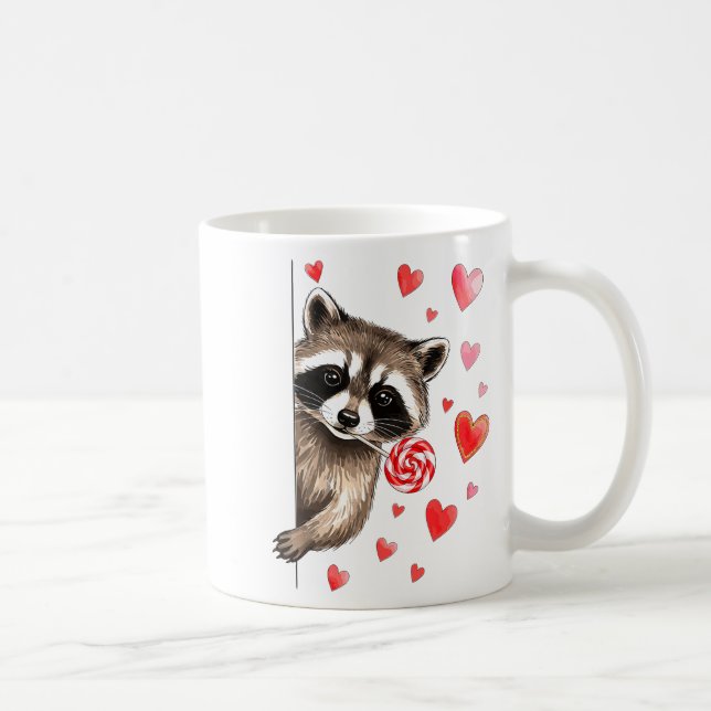 Caneca De Café Funny Feral Raccoon Valentine's Day Sarcastic Humo (Direita)