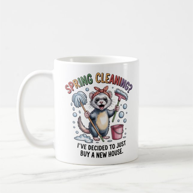 Caneca De Café Funny Ferret Spring Cleaning Mug - House Cleaning  (Esquerda)