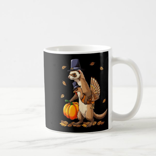 Caneca De Café Funny Ferret Turkey Pumpkin Thanksgiving Gift Men  (Direita)