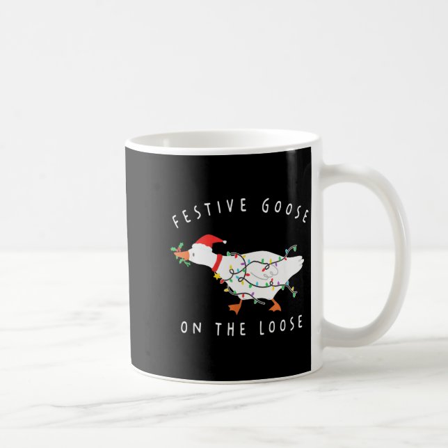 Caneca De Café Funny Festive Goose On The Loose Christmas  (Direita)