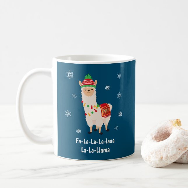 Caneca De Café Funny Festivo Llama Pun Natal (Com Donut)