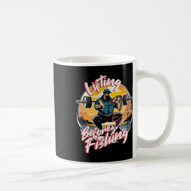 Caneca De Café Funny Fishing Fisherman A Weightlifting Gym Bodybu (Direita)