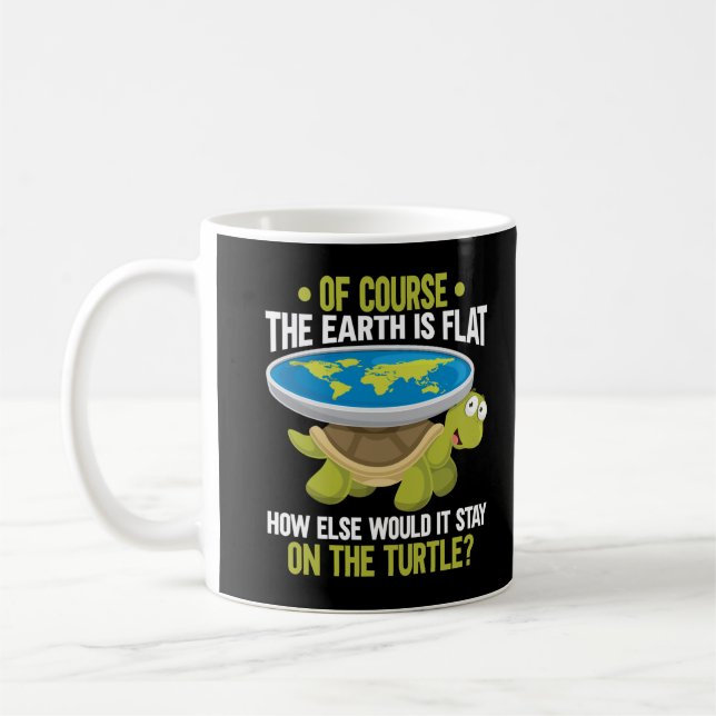 Caneca De Café Funny Flat Earth Society Turtle Humor (Esquerda)