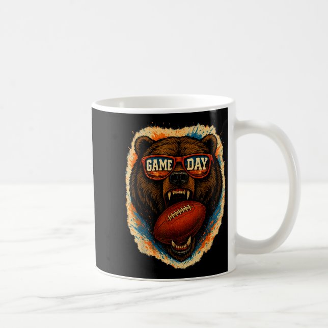 Caneca De Café Funny Football Bear With Sungles, Game Day Bear  (Direita)