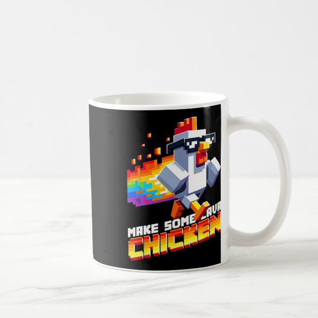 Caneca De Café Funny Game Humor Meme Make Some Chicken Pixel Art  (Direita)