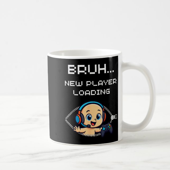 Caneca De Café Funny Gamer Pregnancy Announcement – Bruh New Play (Direita)