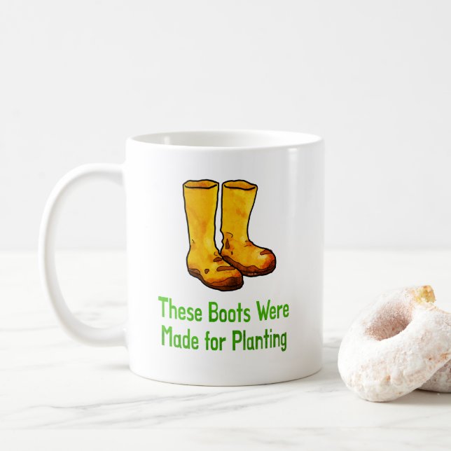Caneca De Café Funny Gardening Boots Made For Planting (Com Donut)