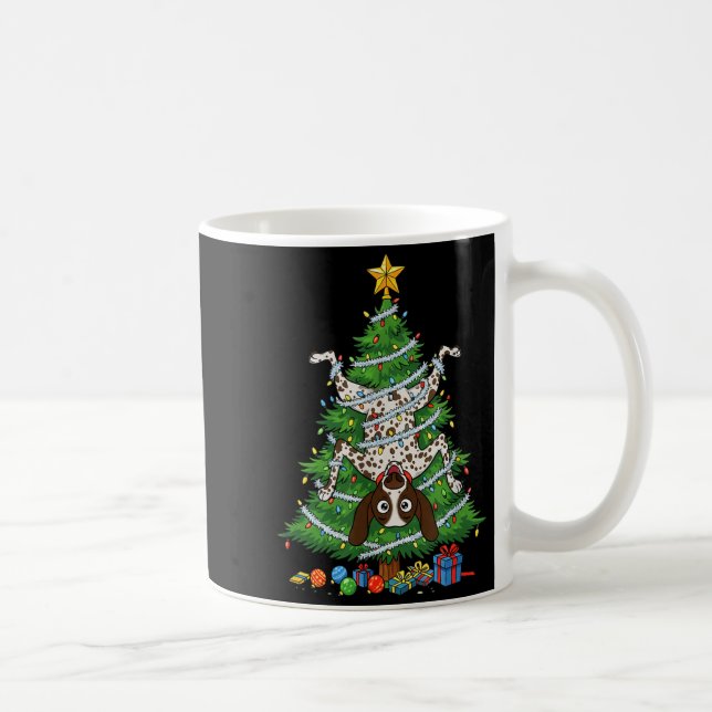 Caneca De Café Funny German Shorthaired Inter Dog Christmas Tree  (Direita)