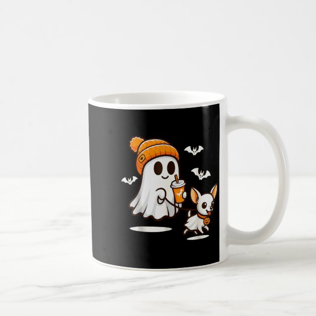 Caneca De Café Funny Ghost Walking Chihuahua Dog Halloween Women  (Direita)