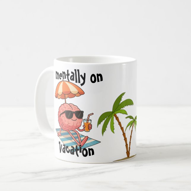 Caneca De Café Funny Gift Mug - Brain in Vacation Mode (Frente Esquerda)