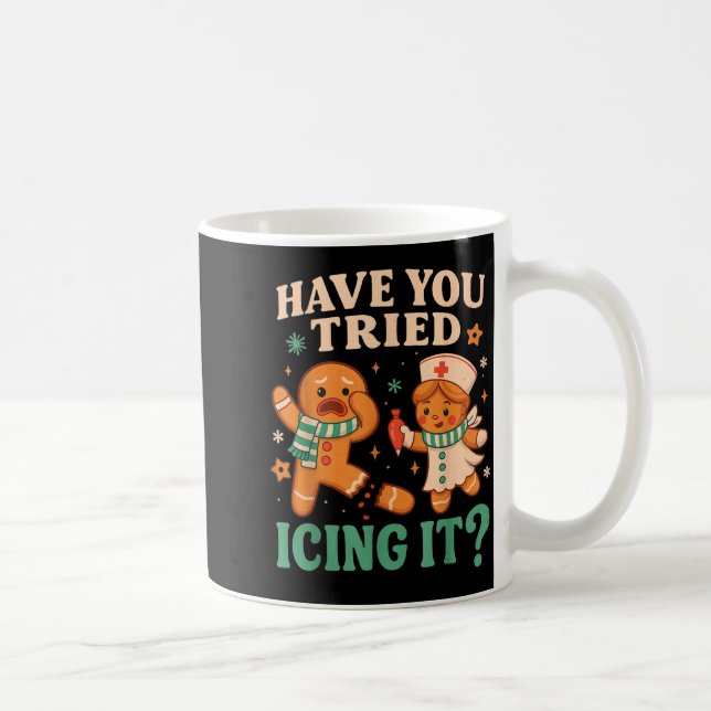 Caneca De Café Funny Gingerbread Christmas Pun Have You Tried Ici (Direita)