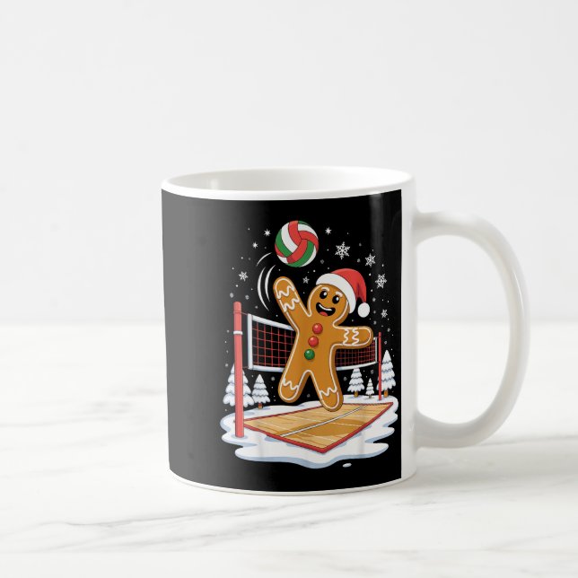 Caneca De Café Funny Gingerbread Volleyball Player Christmas  (Direita)