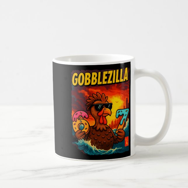 Caneca De Café Funny Gobblezilla Meme Thanksgiving And 6-7 Christ (Direita)