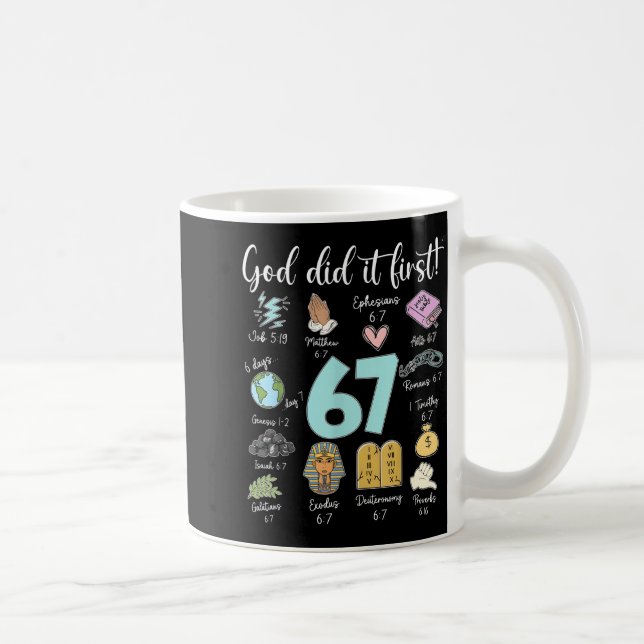 Caneca De Café Funny God Did It First 67 Meme Jesus Christian Bib (Direita)