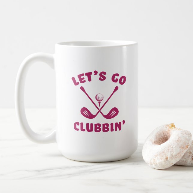 Caneca De Café Funny Golf Club Humor Moderno Golfer Sports Rosa (Com Donut)