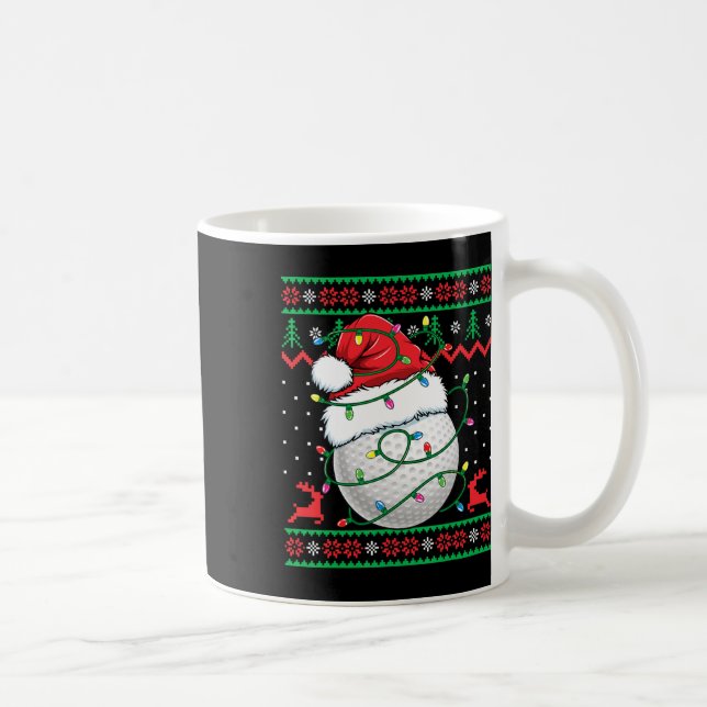 Caneca De Café Funny Golf Ugly Christmas Sweater Womens Mens Golf (Direita)
