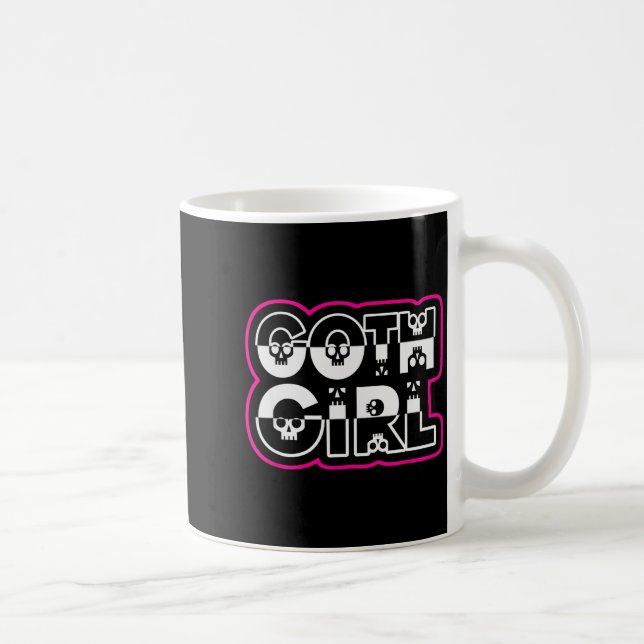 Caneca De Café Funny Goth Girl Black And White  (Direita)