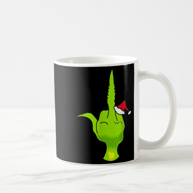Caneca De Café Funny Green Hand Middle Finger Xmas Santa  (Direita)