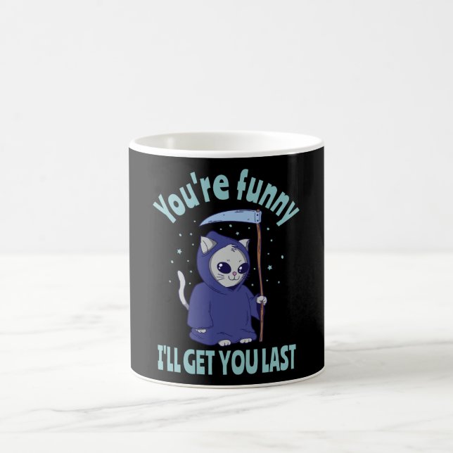 Caneca De Café Funny Grim Reaper Cat Halloween Costume (Centro)