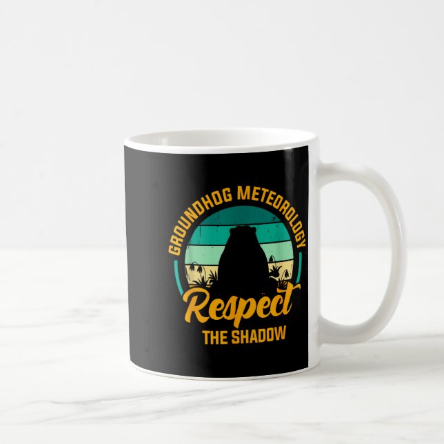 Caneca De Café Funny Groundhog Meteorology Respect The Shadow Ret (Direita)