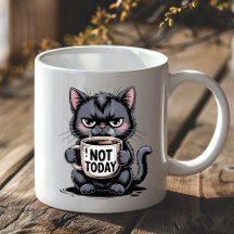 Funny Grumpy Black Cat Lover Not Today Sarcastic