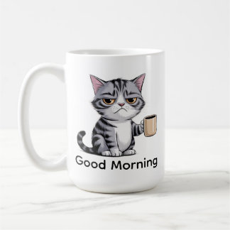 Caneca De Café Funny Grumpy Cat Coffee Mug – “Good Morning” Cute