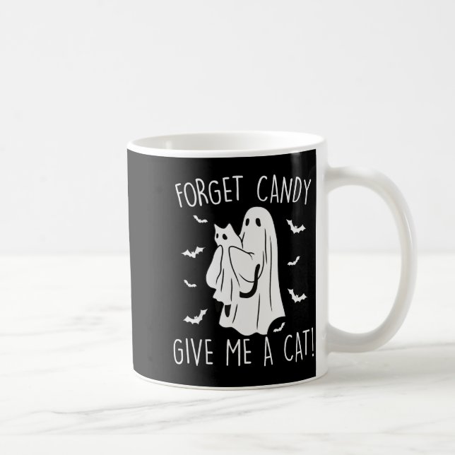 Caneca De Café Funny Halloween Cat Ghost Forget Candy Give Me Cat (Direita)