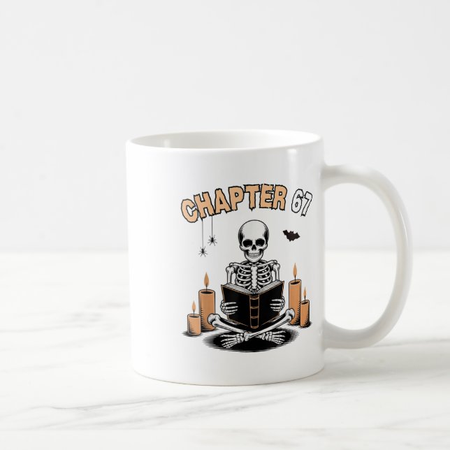 Caneca De Café Funny Halloween Skeleton Reading Book 67 Memes _2  (Direita)