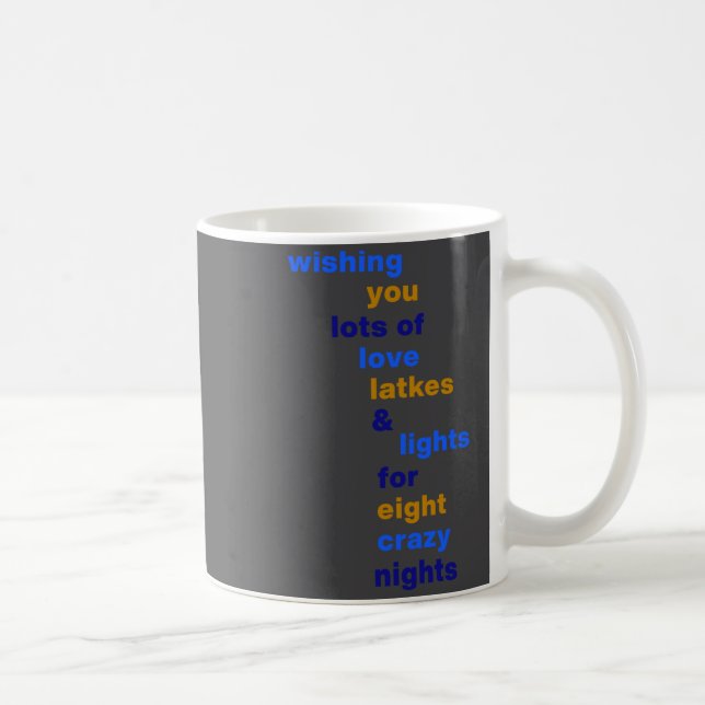 Caneca De Café Funny Hanukkah Love Latkes Lights In Blue  (Direita)