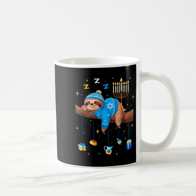 Caneca De Café Funny Hanukkah Sloth Jewish Chanukah Sleeng Hanukk (Direita)