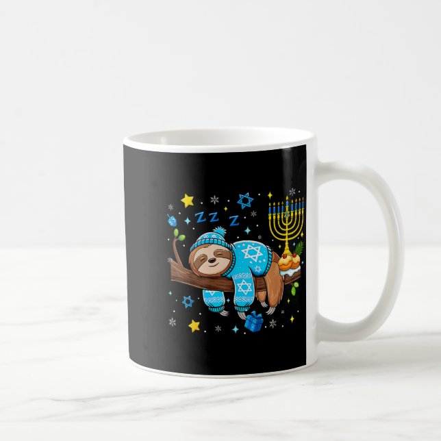 Caneca De Café Funny Hanukkah Sloth Jewish Chanukah Sleeng Hanukk (Direita)