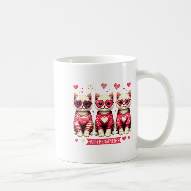 Caneca De Café Funny Happy Meowentines Cute Valentine Cats Love C (Direita)