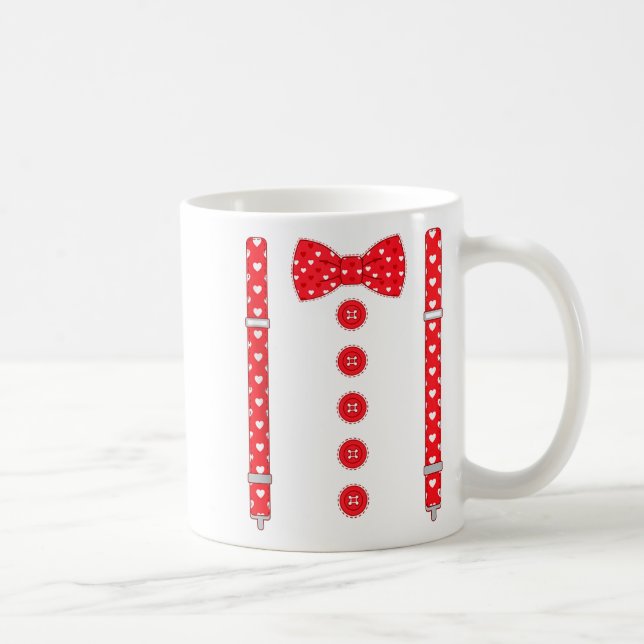 Caneca De Café Funny Hearts Bow Tie Suspenders Valentine's Day Co (Direita)