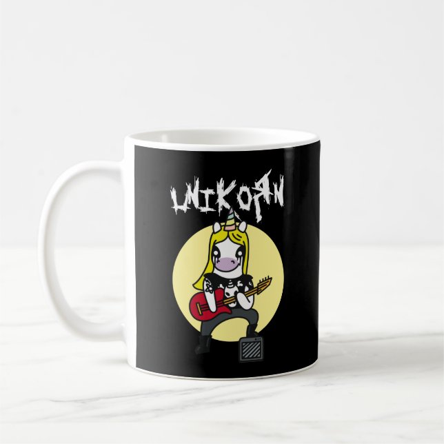 Caneca De Café Funny Heavy Metal Unicorn (Esquerda)