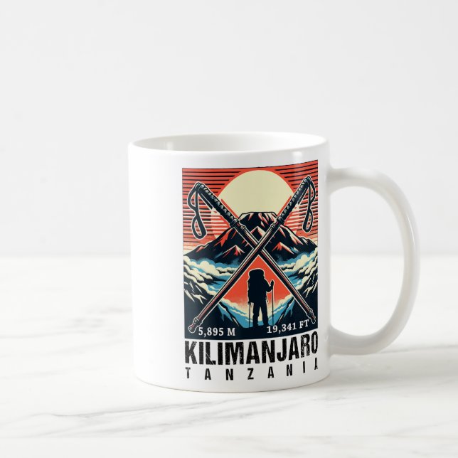 Caneca De Café Funny Hiking Art Climbed Mount Kilimanjaro For Hik (Direita)