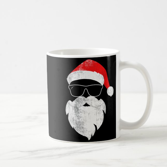 Caneca De Café Funny Hipster Santa Face With Hat Beard &amp; Gles (Direita)