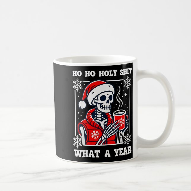 Caneca De Café Funny Ho Ho What A Year Skeleton Santa Christmas 2 (Direita)
