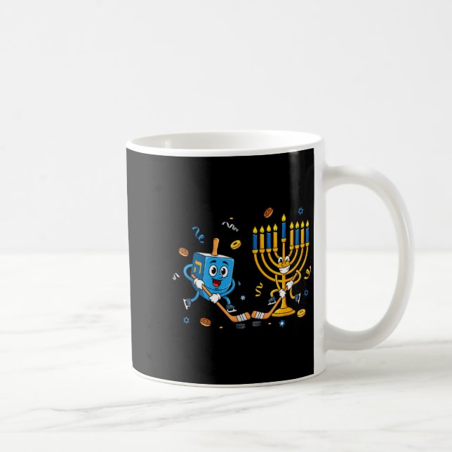 Caneca De Café Funny Hockey Dreidel Menorah Hanukkah Kids Womens  (Direita)