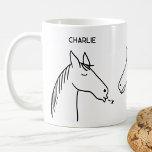 Caneca De Café Funny Horse Personalizado<br><div class="desc">Um design de desenho animado engraçado para aqueles que amam animais, cavalos e equitação. Altere o nome para personalizar.</div>