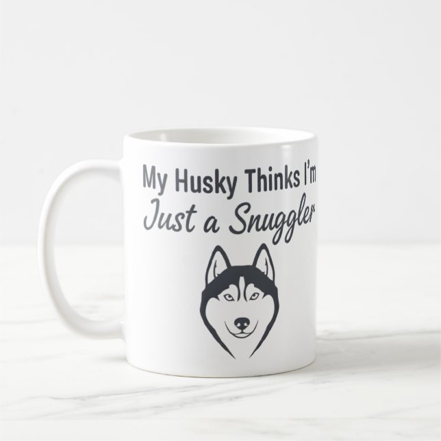 Caneca De Café Funny Husky Dog Snuggler (Esquerda)