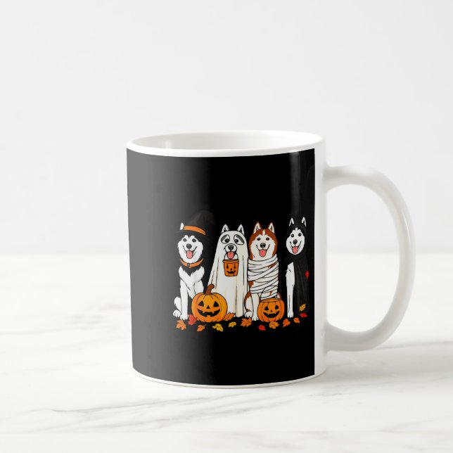 Caneca De Café Funny Husky Ghost Dogs Halloween Dog Soky  (Direita)