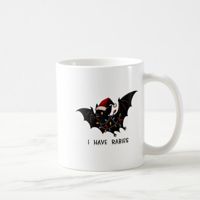 Caneca De Café Funny I Have Rabies Christmas Bat Matching Holiday (Direita)