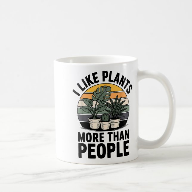 Caneca De Café Funny I Like Plants More Than People Design  (Direita)