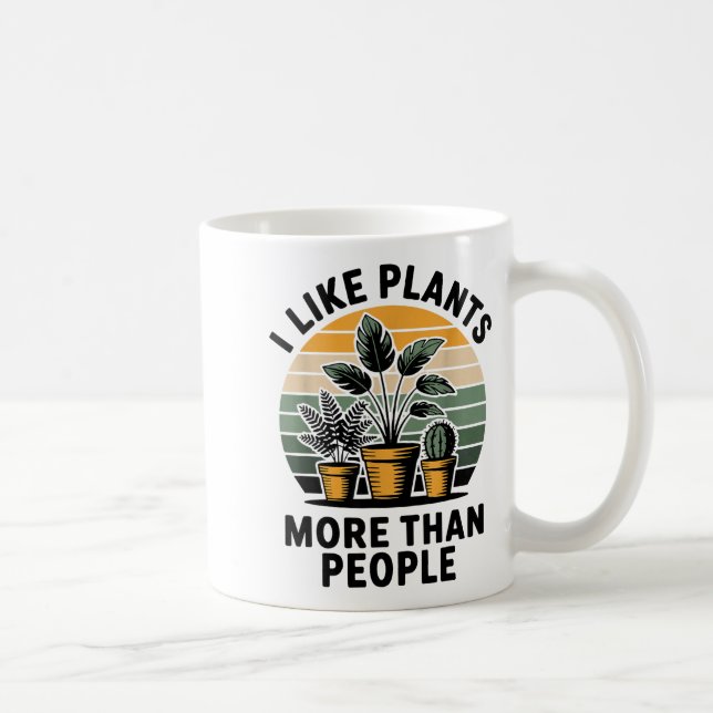 Caneca De Café Funny I Like Plants More Than People Design  (Direita)