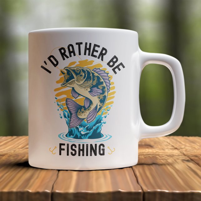 Caneca De Café Funny I'd rather be fishing (Criador carregado)