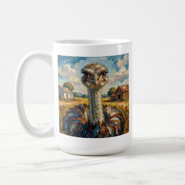 Caneca De Café Funny Impasto Ostrich on a Ranch Personalized (Esquerda)