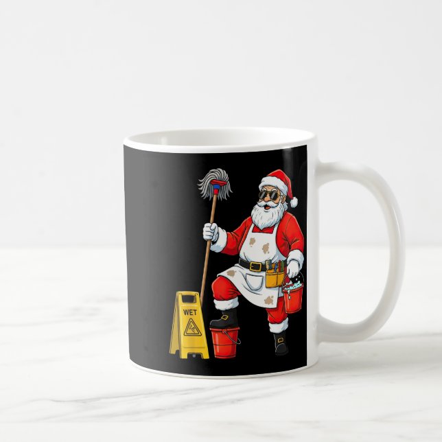 Caneca De Café Funny Janitor Santa Christmas Graphic Cleaner Clea (Direita)