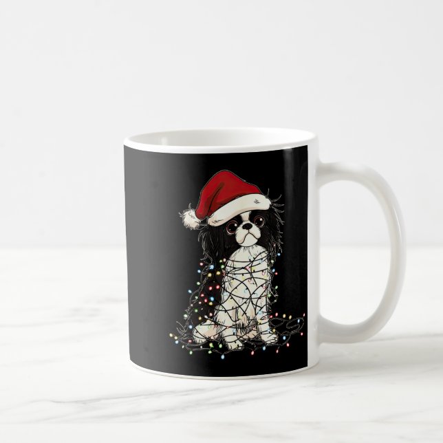 Caneca De Café Funny Japanese Chin Christmas Graphics Dog Lights  (Direita)