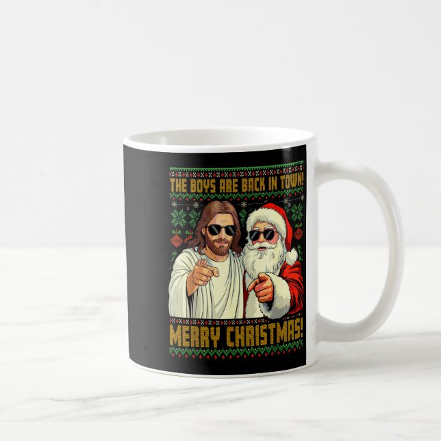 Caneca De Café Funny Jesus Santa The Boys Are Back In Town Merry  (Direita)